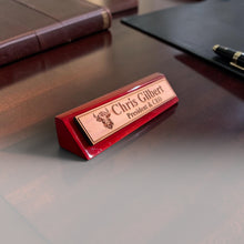 Load image into Gallery viewer, Desk Wedge Name Plate - PERSONALIZED - Highland Cow - 11 Inches