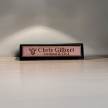 Load image into Gallery viewer, Desk Wedge Name Plate - PERSONALIZED - Highland Cow - 11 Inches