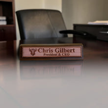 Load image into Gallery viewer, Desk Wedge Name Plate - PERSONALIZED - Highland Cow - 11 Inches