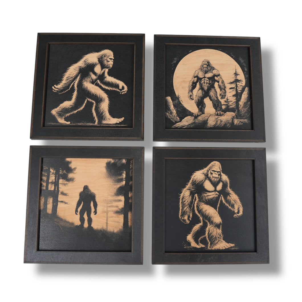 Framed Art - CUSTOM - Bigfoot Sasquatch SET of 4 Pictures