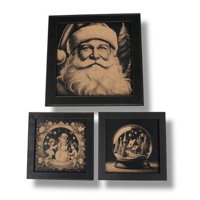 Framed Art - CUSTOM - Santa Christmas SET of 3 Pictures