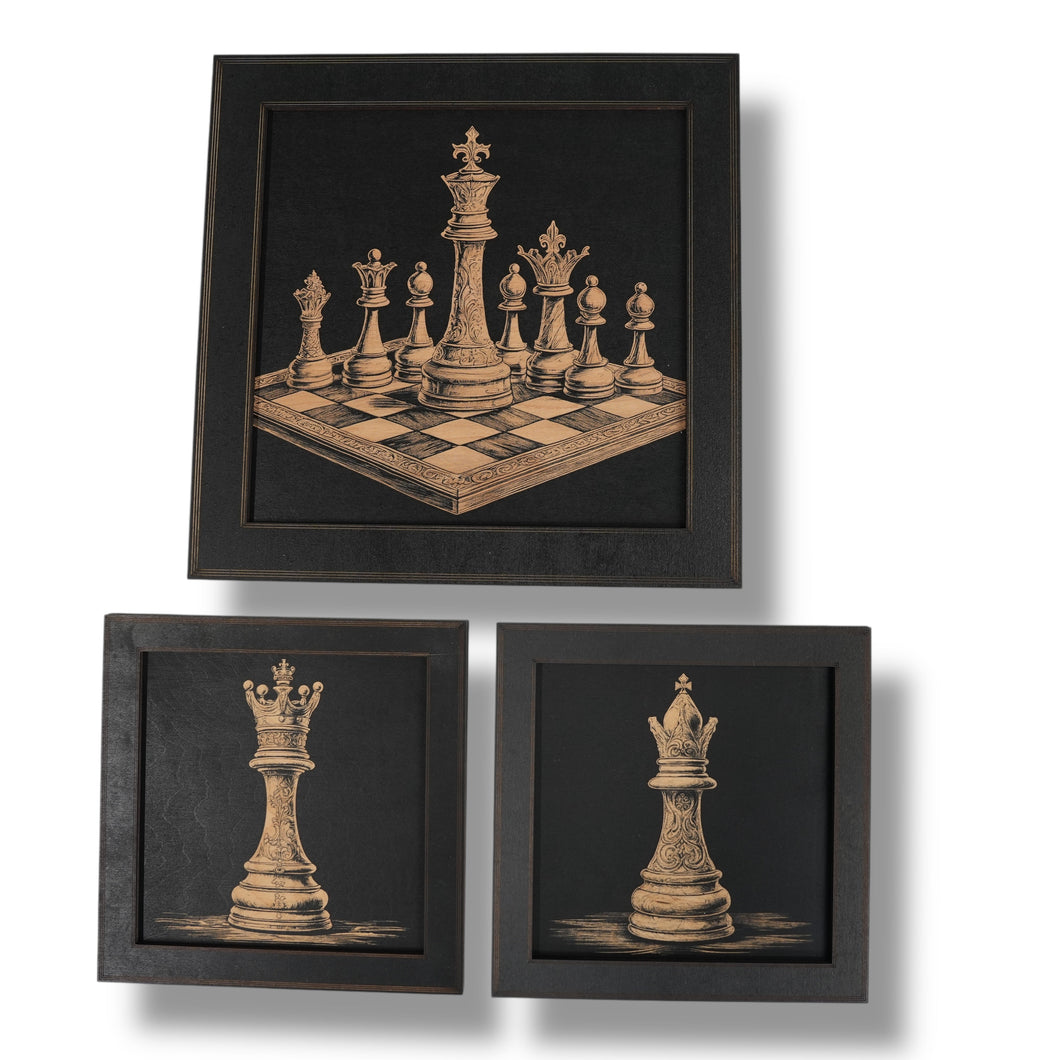 Framed Art - CUSTOM - Chess SET of 3 Pictures