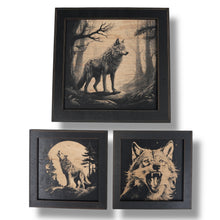 Load image into Gallery viewer, Framed Art - CUSTOM - Wolf SET of 3 Pictures