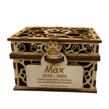 Load image into Gallery viewer, Paw Print Pet Urn - PERSONALIZED - Wood
