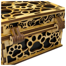 Load image into Gallery viewer, Paw Print Hinged Lid Pet Urn - Birch Wood