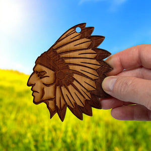 Indian Chief - Cedar Ornament