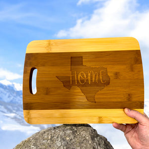 Texas Home Cutting Board 14''x9.5''x.5'' Bamboo