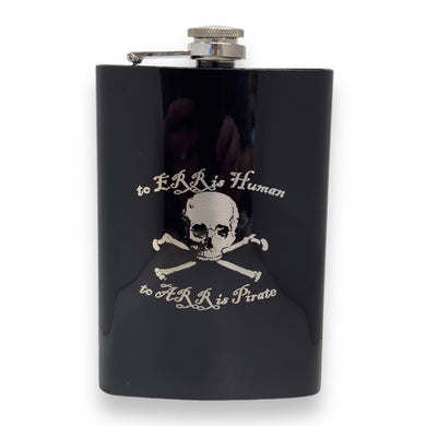 8oz BLACK To ERR Is Human To ARR Is Pirate Flask