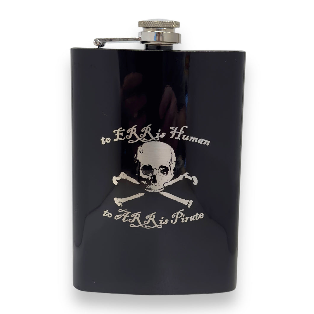 8oz BLACK To ERR Is Human To ARR Is Pirate Flask