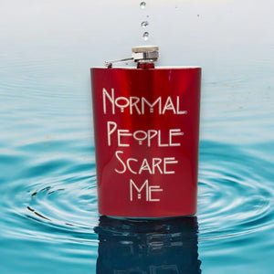 8oz RED Normal People Scare Me Flask