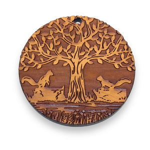 Two Squirrels and Tree of Life - Cedar Ornament