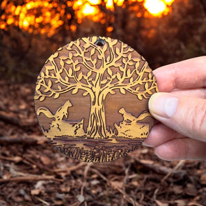 Two Squirrels and Tree of Life - Cedar Ornament