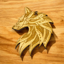 Load image into Gallery viewer, Ornament - Ethnic Wolf - Raw Wood