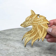 Load image into Gallery viewer, Ornament - Ethnic Wolf - Raw Wood