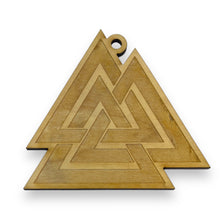 Load image into Gallery viewer, Ornament - Valknut- Raw Wood 3x3in