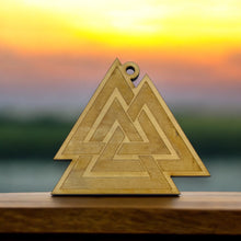 Load image into Gallery viewer, Ornament - Valknut- Raw Wood 3x3in