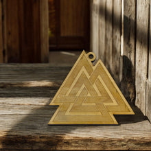 Load image into Gallery viewer, Ornament - Valknut- Raw Wood 3x3in