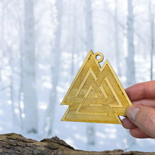 Load image into Gallery viewer, Ornament - Valknut- Raw Wood 3x3in