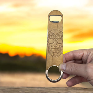 Sugar Skull - Wooden Bottle Opener