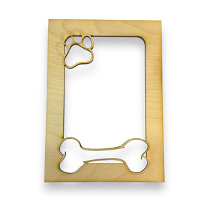 Dog Bone and Paw 5X7 Photo Frame Insert - Baltic Birch