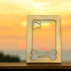 Dog Bone and Paw 5X7 Photo Frame Insert - Baltic Birch