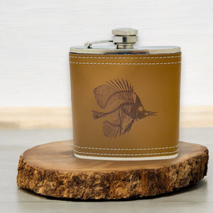 6oz Tropical Bone Fish Leather Flask