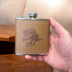 6oz Tropical Bone Fish Leather Flask