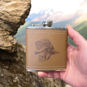 6oz Tropical Bone Fish Leather Flask