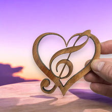 Load image into Gallery viewer, Heart and Treble Clef note - Cedar Ornament