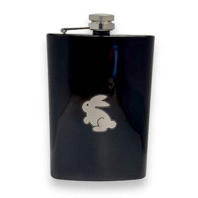 8oz BLACK Follow the White Rabbit Flask