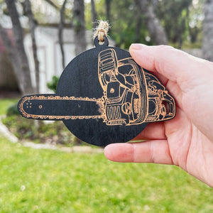 Ornament - Black - Chainsaw Logger Ornament