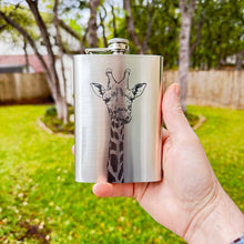 Load image into Gallery viewer, 8oz Giraffe Stainless Steel Flask