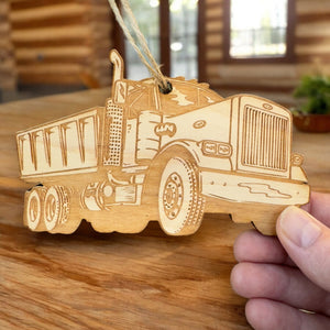 Dump Truck - Raw wood Ornament