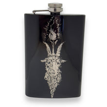 Load image into Gallery viewer, 8oz BLACK Baphomet Head Flask