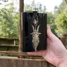 Load image into Gallery viewer, 8oz BLACK Baphomet Head Flask