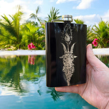 Load image into Gallery viewer, 8oz BLACK Baphomet Head Flask