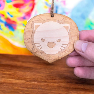 Ornament - Cute Lion - Raw Wood 3x2in