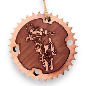 Dirtbike and Chainring - Cedar Ornament