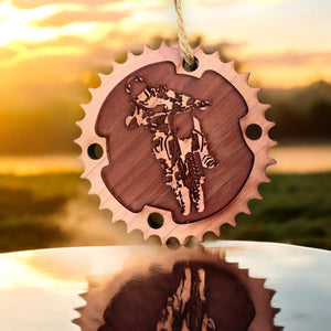 Dirtbike and Chainring - Cedar Ornament