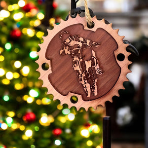 Dirtbike and Chainring - Cedar Ornament