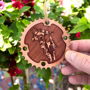 Dirtbike and Chainring - Cedar Ornament