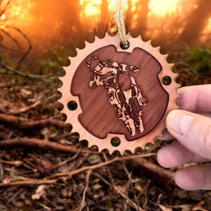 Dirtbike and Chainring - Cedar Ornament