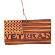 Load image into Gallery viewer, Veteran American Flag - Cedar Ornament