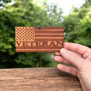 Veteran American Flag - Cedar Ornament