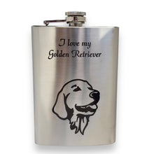 Load image into Gallery viewer, 8oz I love my Golden Retriever Stainless Flask