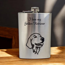 Load image into Gallery viewer, 8oz I love my Golden Retriever Stainless Flask