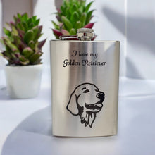 Load image into Gallery viewer, 8oz I love my Golden Retriever Stainless Flask