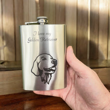 Load image into Gallery viewer, 8oz I love my Golden Retriever Stainless Flask