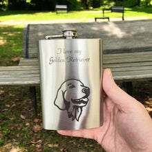 Load image into Gallery viewer, 8oz I love my Golden Retriever Stainless Flask