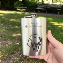 Load image into Gallery viewer, 8oz I love my Golden Retriever Stainless Flask